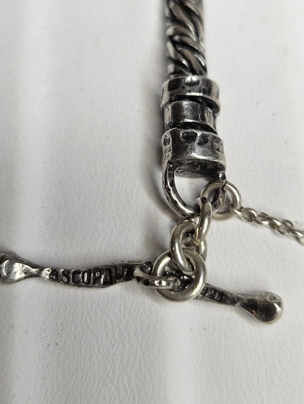 Ascopa Sterling Silver Purple Glass Stone Bracelet
